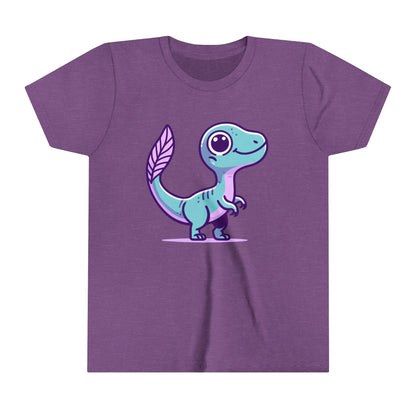 Youth Adorable Pastel Velociraptor Tee – Cute Dino Vibes in Aqua & Lavender! 🦕💜💙- Unisex Jersey Short Sleeve Tee Super Comfy Dino T-Shirt Gift