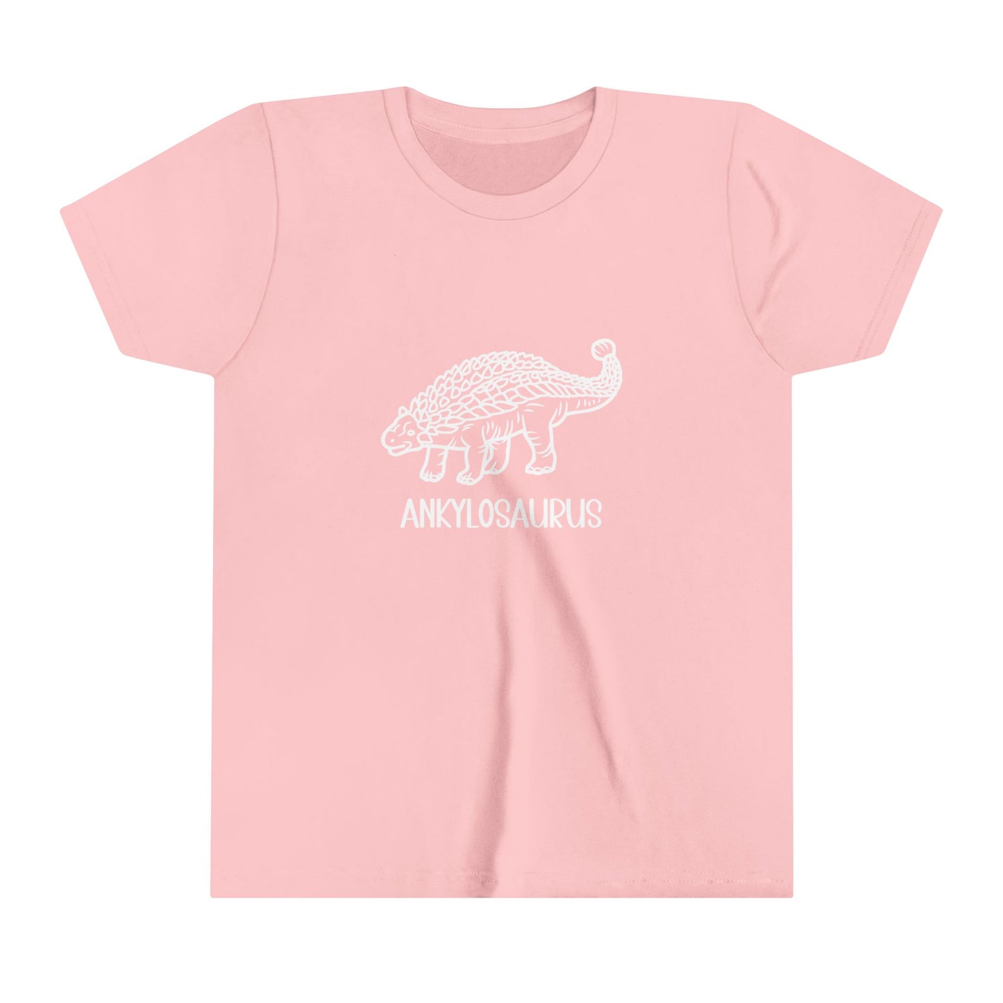 Youth Outlined Ankylosaurus T-Shirt with White Graphics - Unisex Jersey Short Sleeve Tee Super Comfy Dino T-Shirt Gift