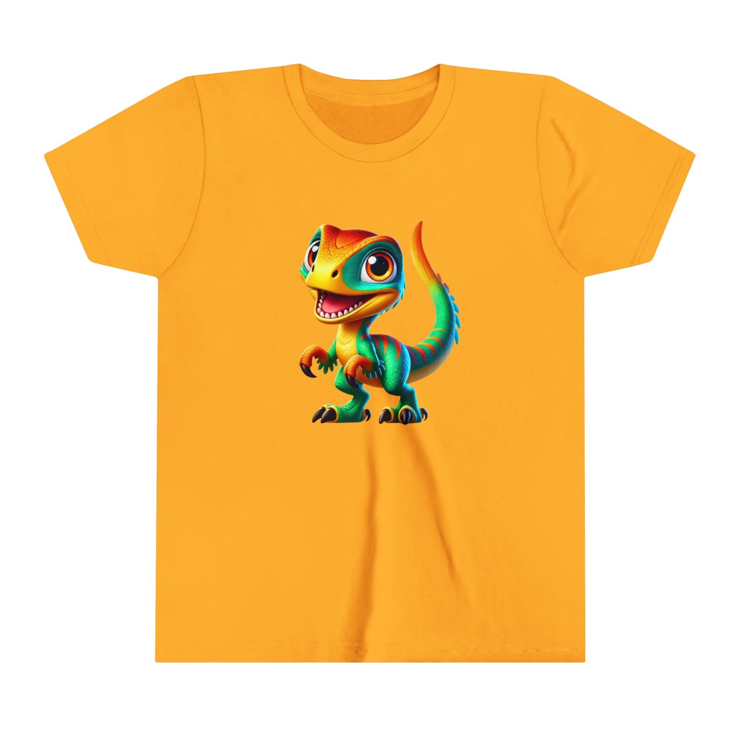 Youth Vibrant Green & Orange Velociraptor – Perfect for Dino Fans! - Unisex Jersey Short Sleeve Tee Super Comfy Dino T-Shirt Gift