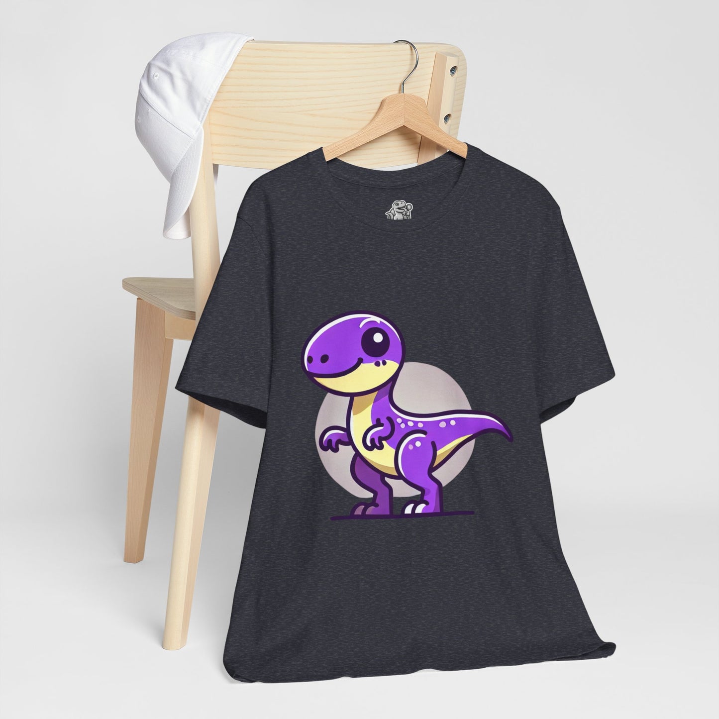 Purple Solar Cartoon Velociraptor - Unisex Jersey Short Sleeve Tee Super Comfy Dino T-Shirt Gift