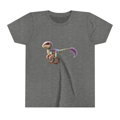 Youth Dreamy Pastel Velociraptor Tee – Soft & Stylish Dino Vibes in Lavender & Mint! 🦖💜🌿 - Unisex Jersey Short Sleeve Tee Super Comfy Dino T-Shirt Gift