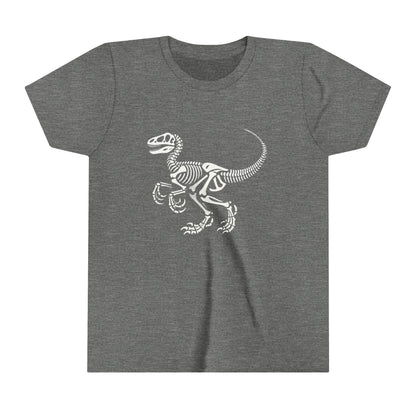 Youth Classic Velociraptor Skeleton Tee – Perfect Fossil Design for Dino Lovers! 🦖💀🦴 - Unisex Jersey Short Sleeve Tee Super Comfy Dino T-Shirt Gift