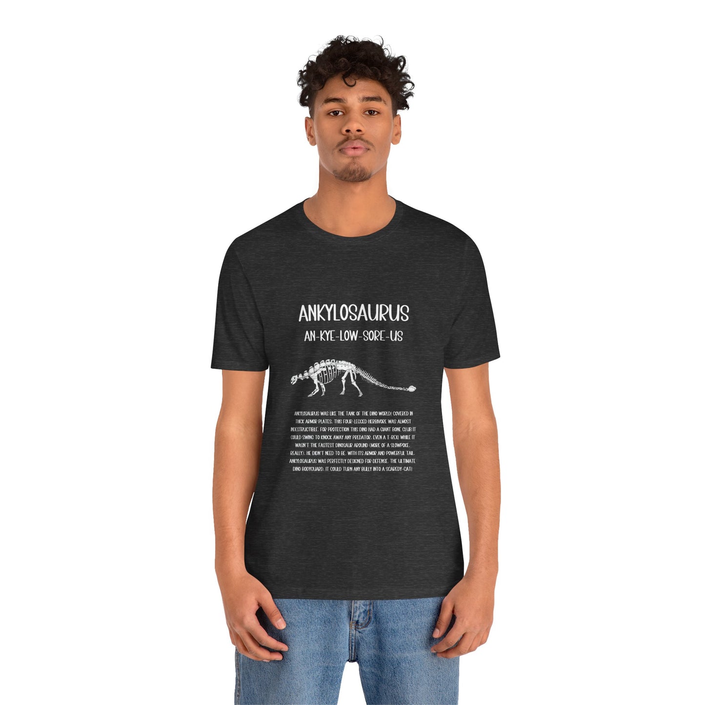 Fossil Ankylosaurus Detailed with White Graphics- Unisex Jersey Short Sleeve Tee Super Comfy Dino T-Shirt Gift