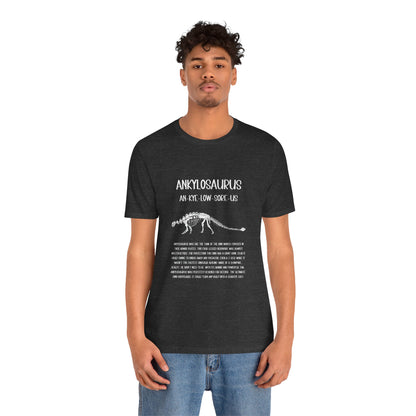 Fossil Ankylosaurus Detailed with White Graphics- Unisex Jersey Short Sleeve Tee Super Comfy Dino T-Shirt Gift