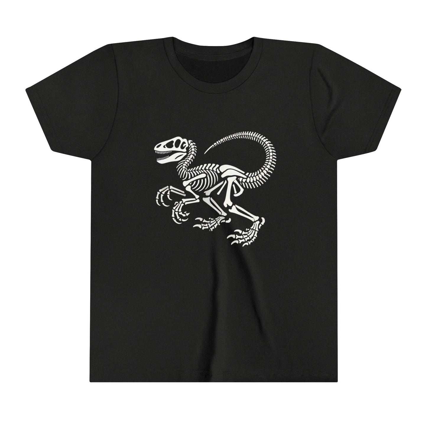 Youth Classic Velociraptor Skeleton Tee – Bold Fossil Design for Dino Fans! 🦖🦴⚒️ Unisex Jersey Short Sleeve Tee Super Comfy Dino T-Shirt Gift