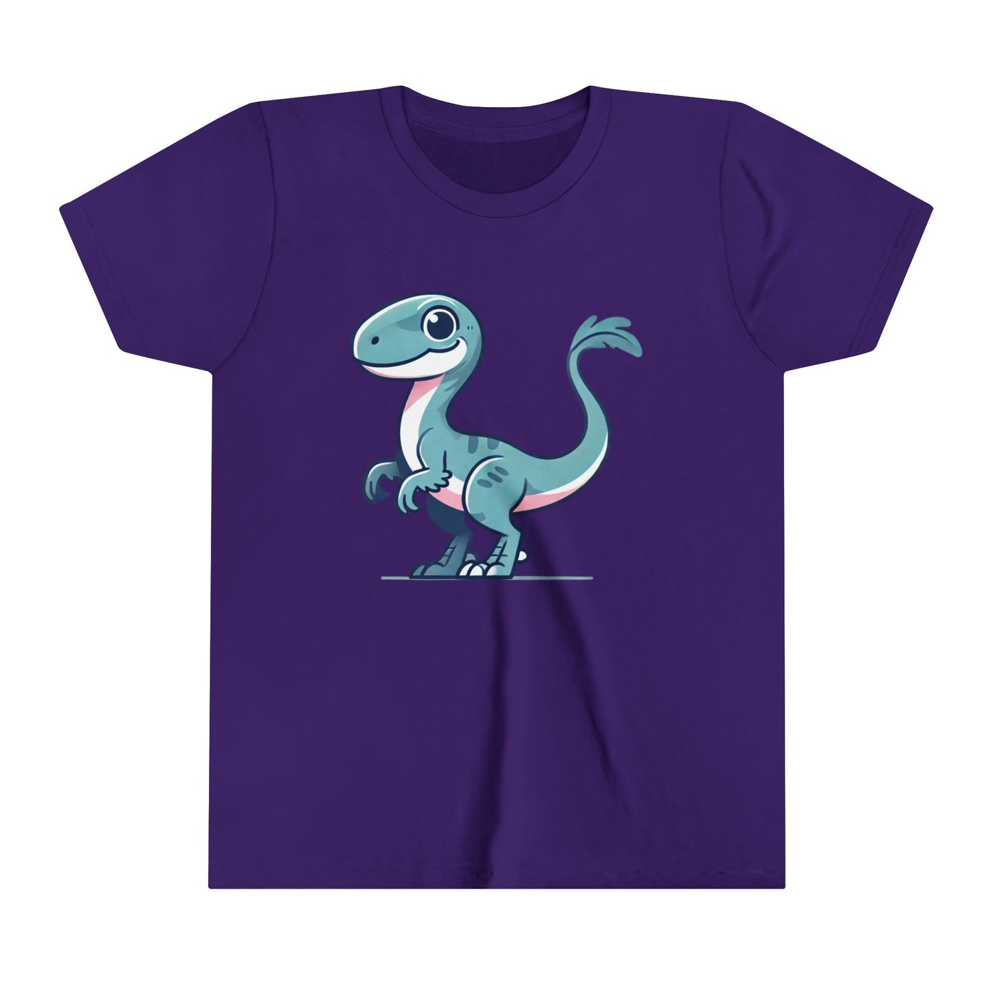 Youth Cheerful Blue Velociraptor Tee – Cute Dino Style for All Ages! 🌊🦖💙 - Unisex Jersey Short Sleeve Tee Super Comfy Dino T-Shirt Gift