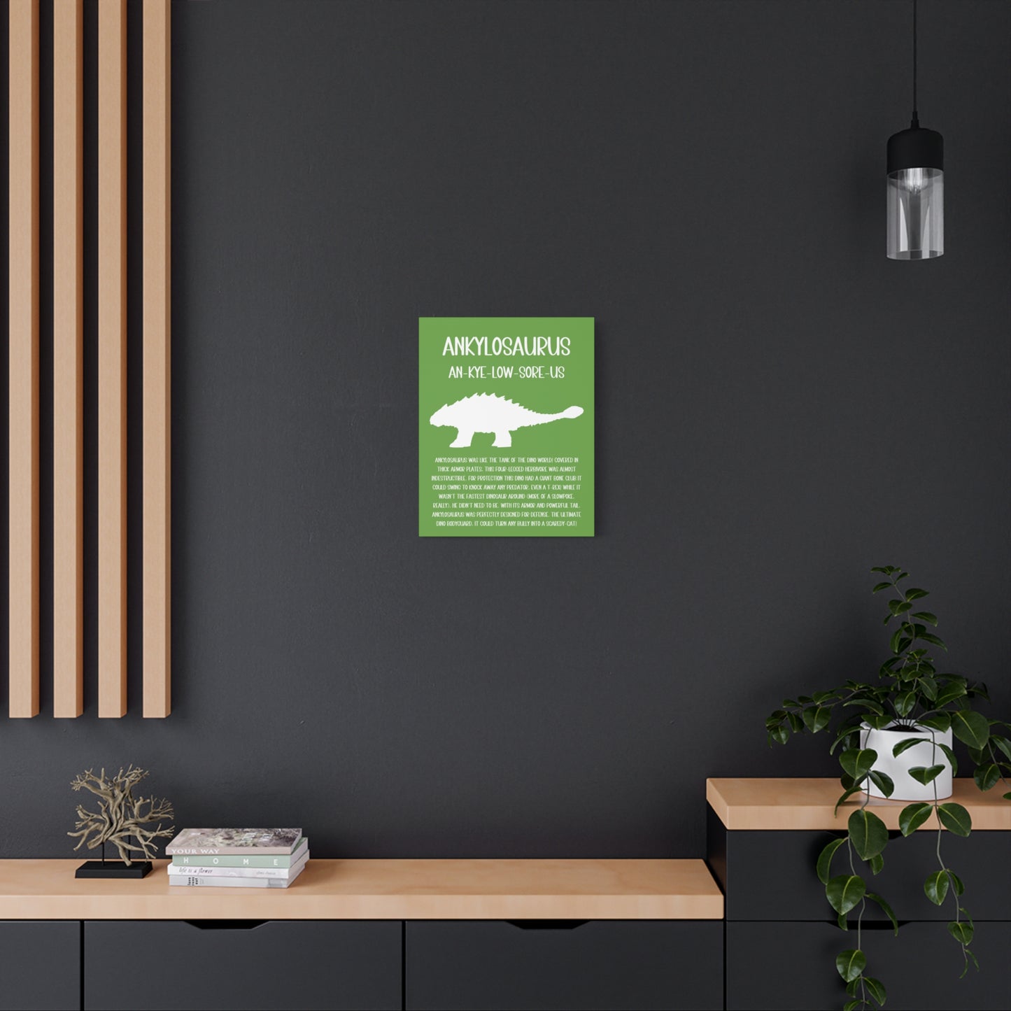 Ankylosaurus Vertical Matte Canvas Green, Stretched, 1.25" Amazing Gift for the Dino Lover in your life