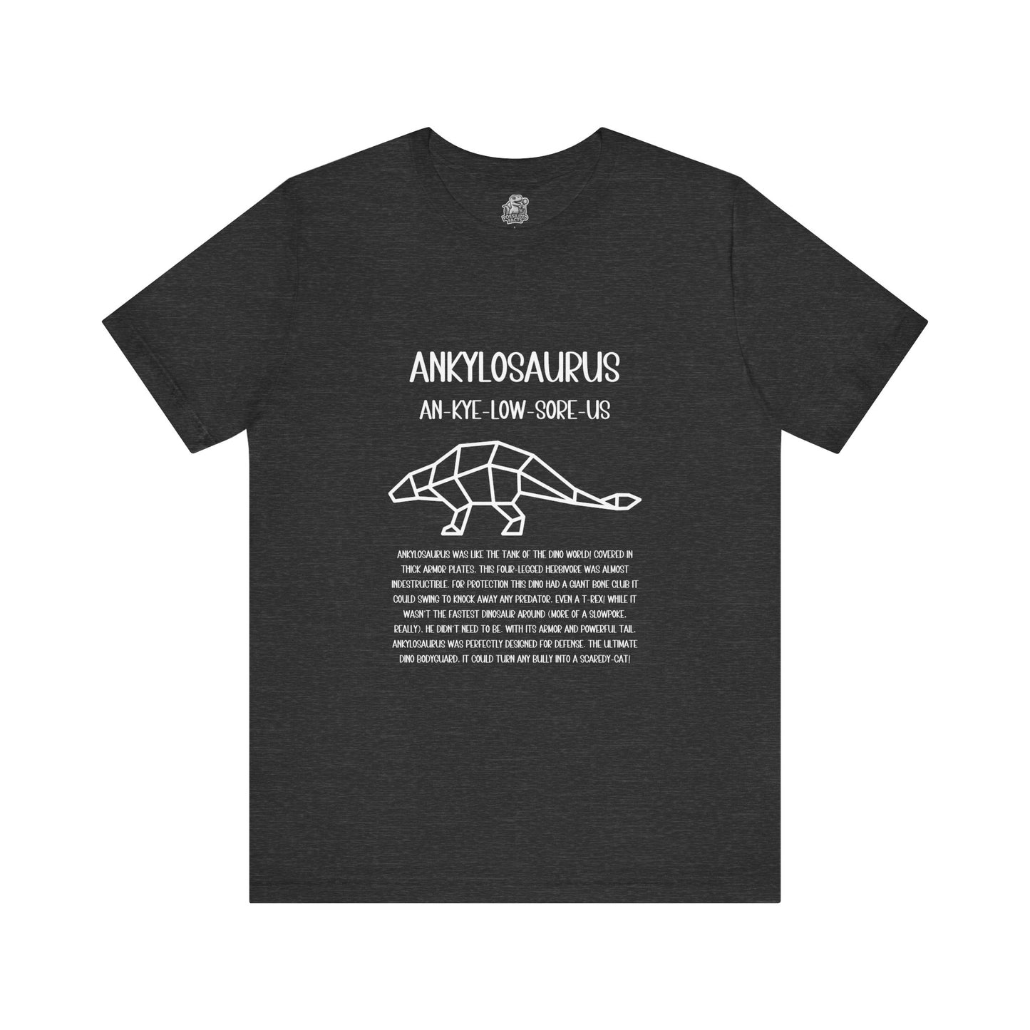 Polygon Ankylosaurus Detailed with White Graphics- Unisex Jersey Short Sleeve Tee Super Comfy Dino T-Shirt Gift