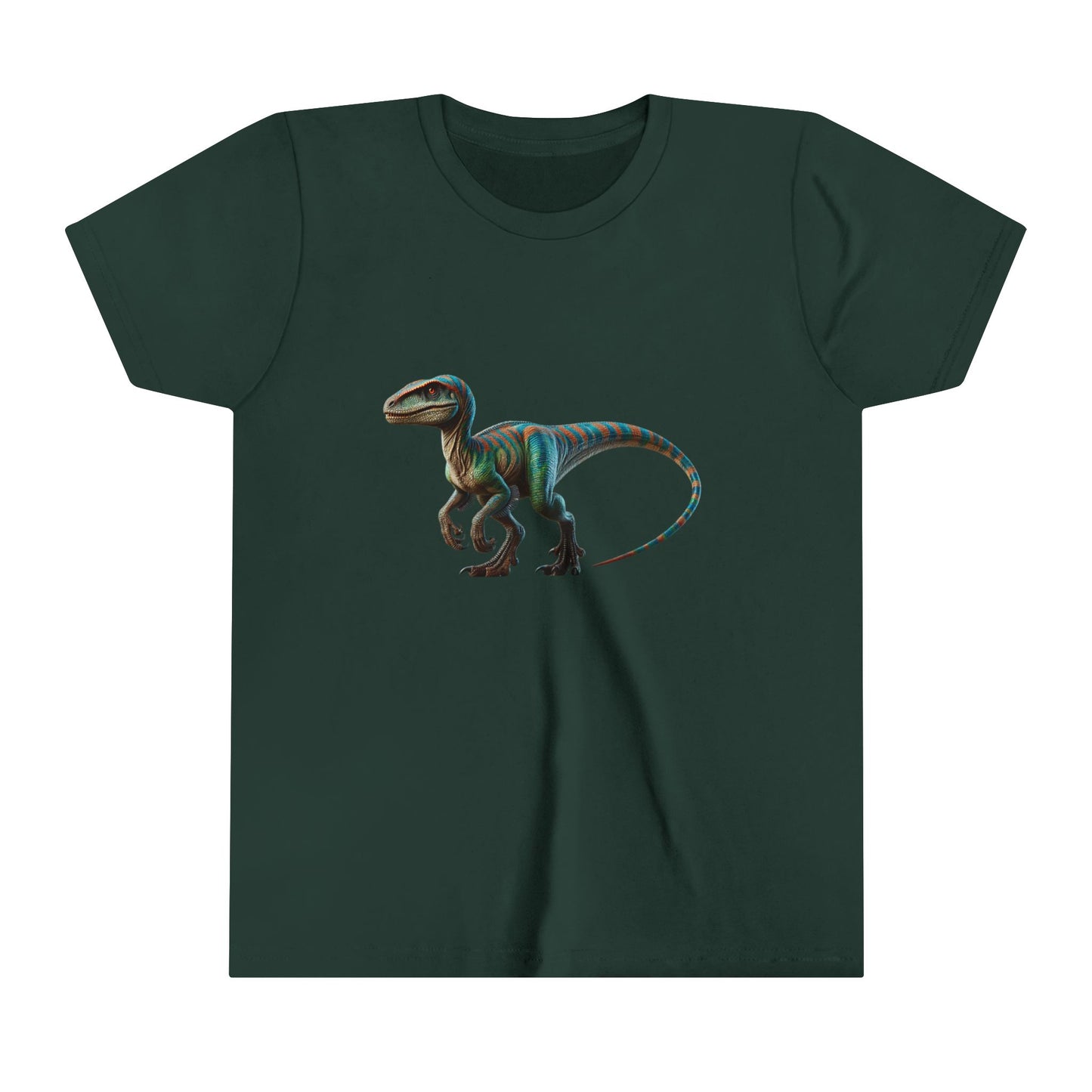 Youth Vibrant Velociraptor Adventure Tee – Unleash Your Inner Dino Explorer with Fierce Style! 🦖🌈 - Unisex Jersey Short Sleeve Tee Super Comfy Dino T-Shirt Gift