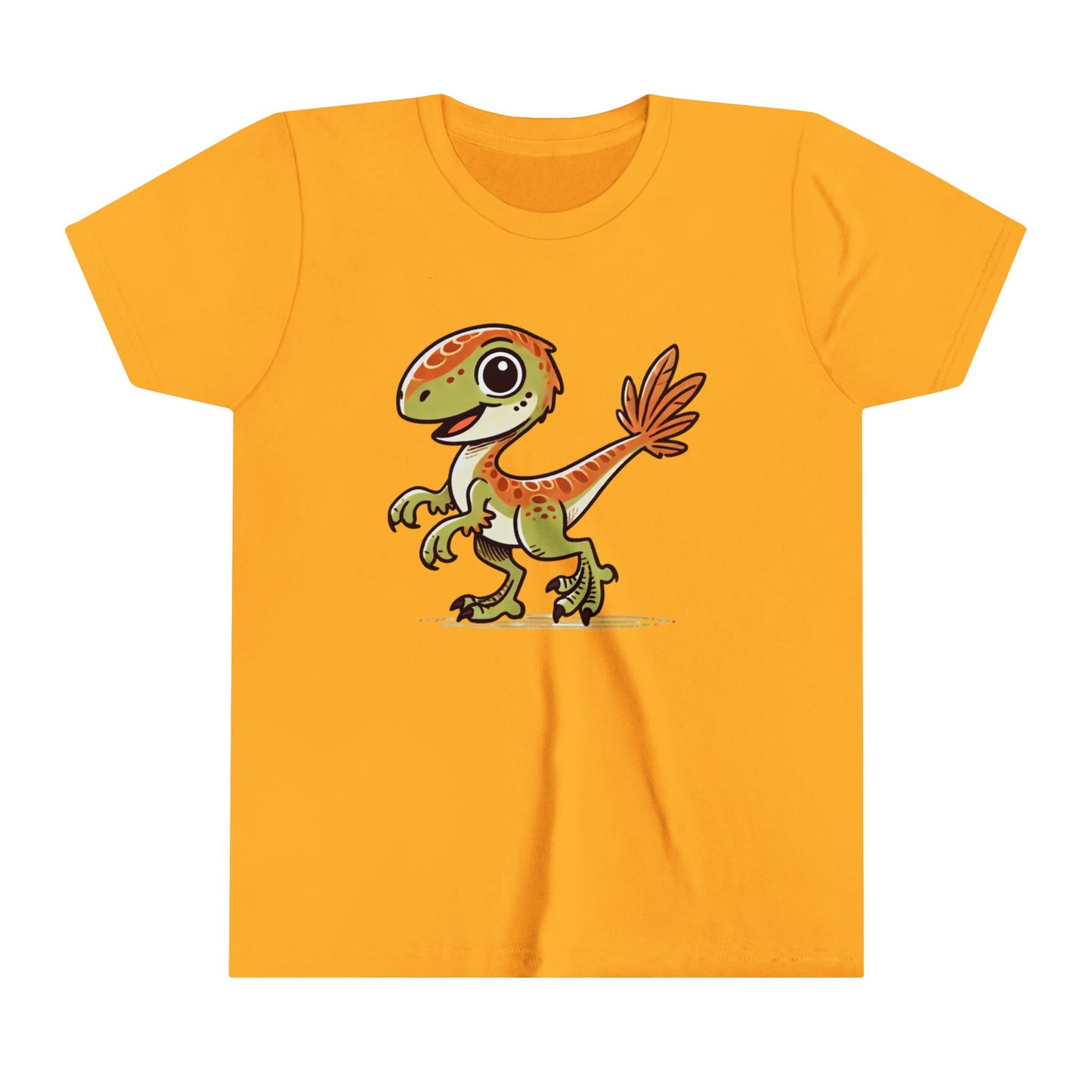 Youth  Playful Green Velociraptor Tee – Cute Dino Style with a Splash of Fun! 🦖🍂🌿 - Unisex Jersey Short Sleeve Tee Super Comfy Dino T-Shirt Gift