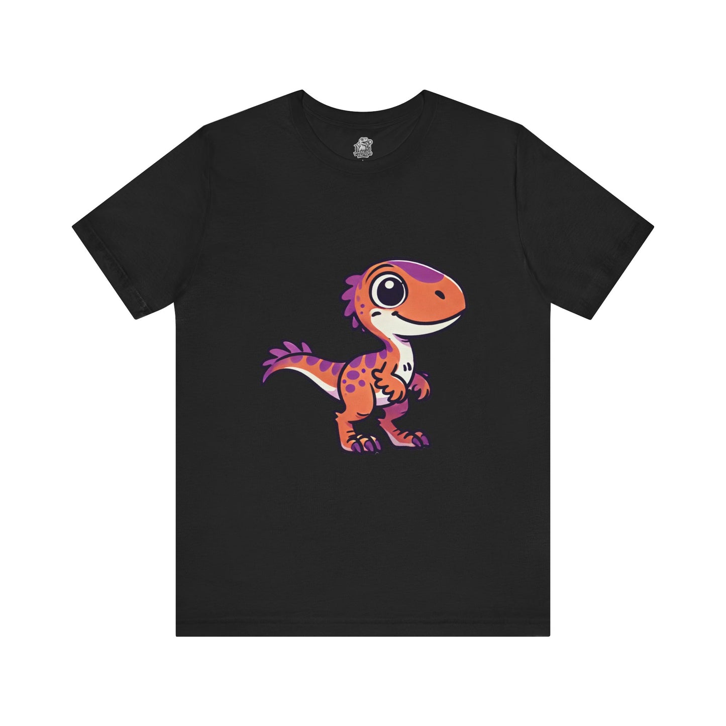 Adorable Cartoon Velociraptor Tee – Cute Dino Fun for All Ages! 🦖💜🧡 - Unisex Jersey Short Sleeve Tee Super Comfy Dino T-Shirt Gift