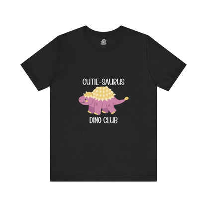 Ankylosaurus Cutie Saurus Dino Club Pink - White Graphic - Unisex Jersey Short Sleeve Tee Super Comfy Dino T-Shirt Gift