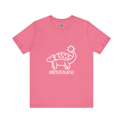 Cute Ankylosaurus White Graphics- Unisex Jersey Short Sleeve Tee Super Comfy Dino T-Shirt Gift