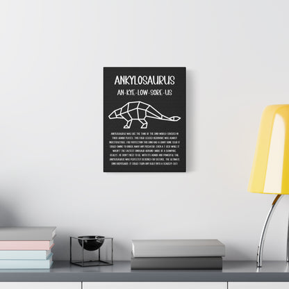 Polygon Outlined Ankylosaurus Vertical Matte Canvas Black, Stretched, 1.25" Amazing Gift for the Dino Lover in your life