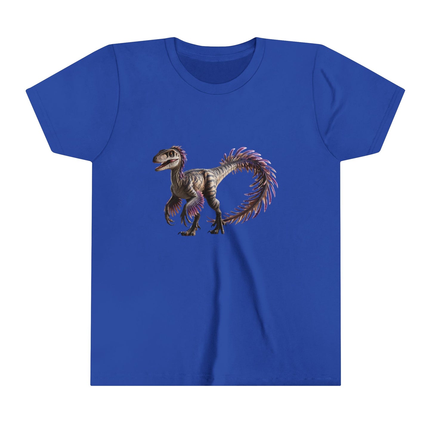 Youth Majestic Feathered Velociraptor Tee – Fierce, Fabulous, and Full of Flair! 🦖💜✨ - Unisex Jersey Short Sleeve Tee Super Comfy Dino T-Shirt Gift