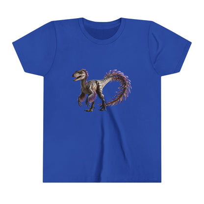 Youth Majestic Feathered Velociraptor Tee – Fierce, Fabulous, and Full of Flair! 🦖💜✨ - Unisex Jersey Short Sleeve Tee Super Comfy Dino T-Shirt Gift