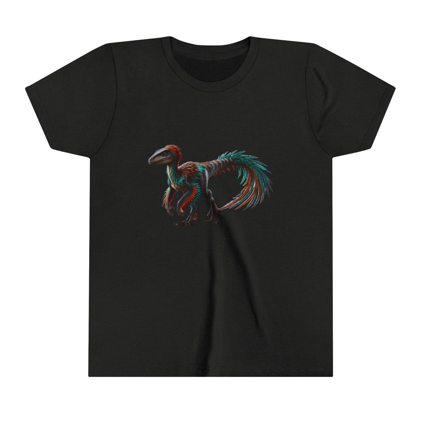 Youth Bright & Bold Velociraptor Tee – Adorable Dino Fun in Orange & Green! 🦖🍊🌿 - Unisex Jersey Short Sleeve Tee Super Comfy Dino T-Shirt Gift