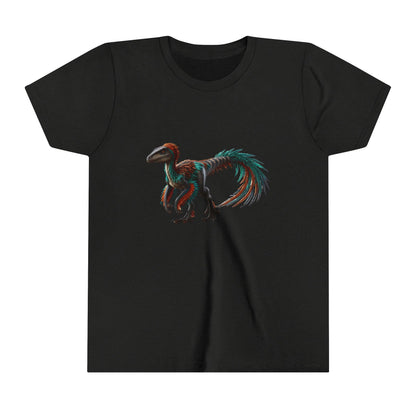 Youth Bright & Bold Velociraptor Tee – Adorable Dino Fun in Orange & Green! 🦖🍊🌿 - Unisex Jersey Short Sleeve Tee Super Comfy Dino T-Shirt Gift