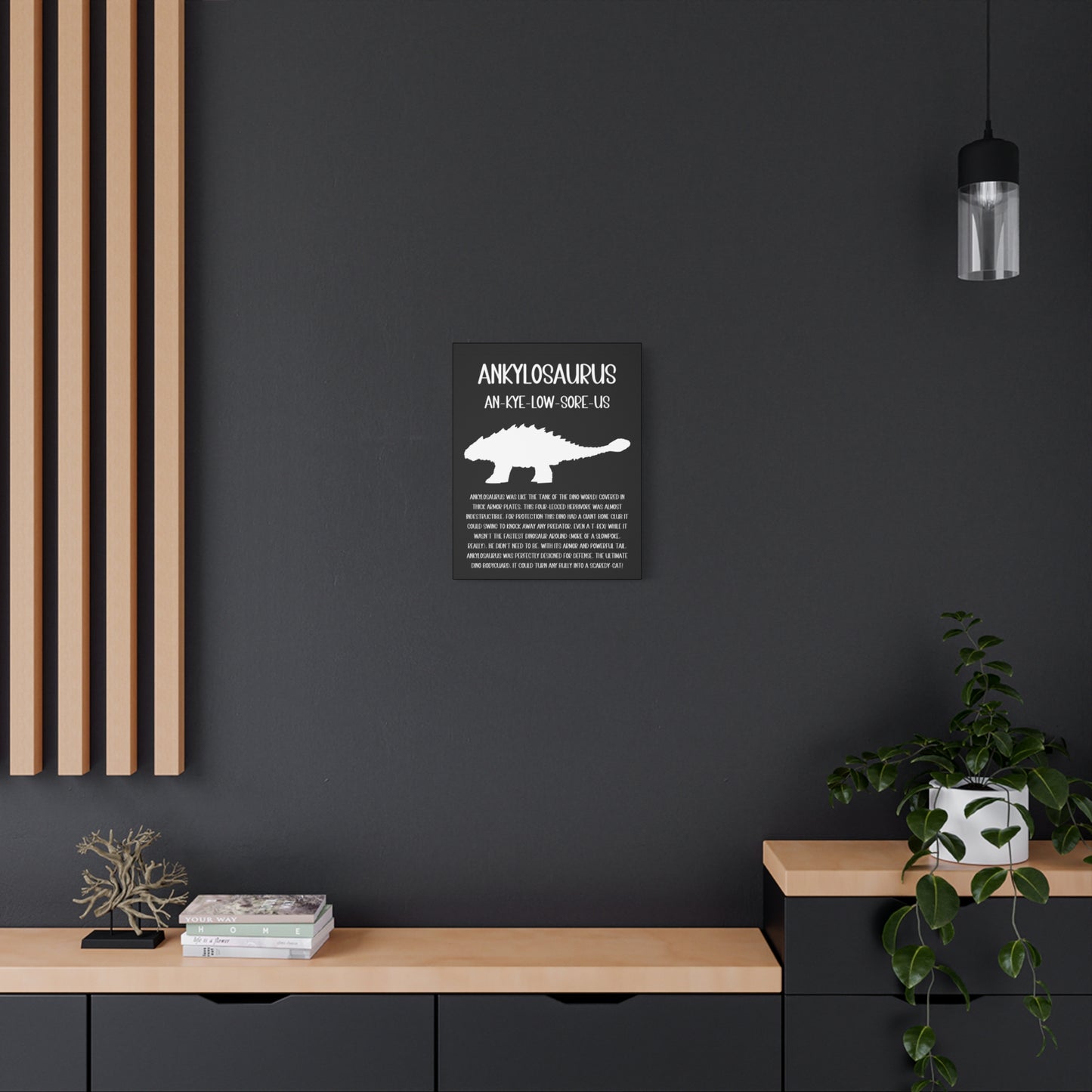 Ankylosaurus Vertical Matte Canvas Black, Stretched, 1.25" Amazing Gift for the Dino Lover in your life