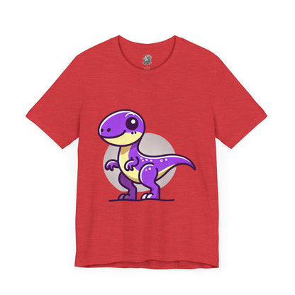 Purple Solar Cartoon Velociraptor - Unisex Jersey Short Sleeve Tee Super Comfy Dino T-Shirt Gift