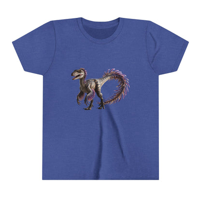 Youth Majestic Feathered Velociraptor Tee – Fierce, Fabulous, and Full of Flair! 🦖💜✨ - Unisex Jersey Short Sleeve Tee Super Comfy Dino T-Shirt Gift