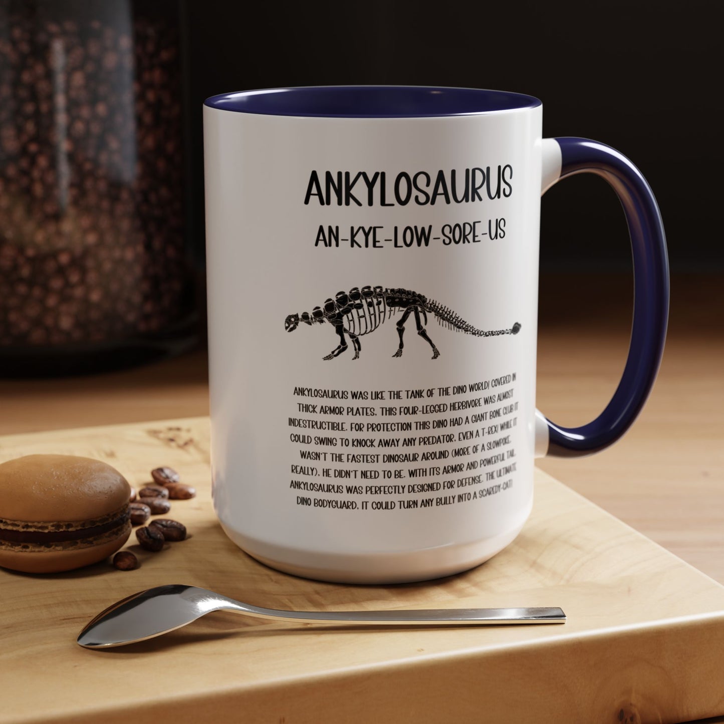 Fossil Ankylosaurus Mug with Detailed Black Graphic Amazing Gift for the Dino Lovers in your life