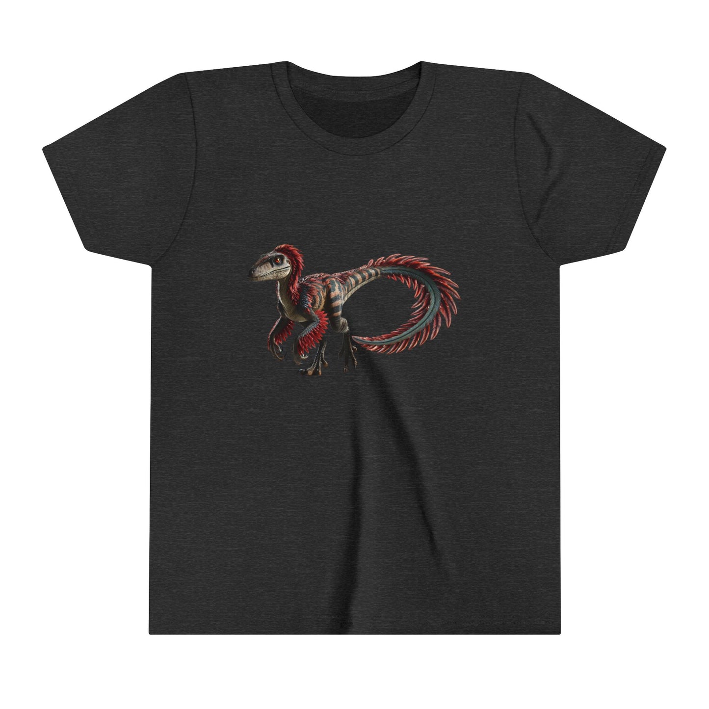 Youth Wild & Feathered Velociraptor Tee – Bold Jungle Vibes and Fierce Dino Style! 🦖🌿🔥 - Unisex Jersey Short Sleeve Tee Super Comfy Dino T-Shirt Gift