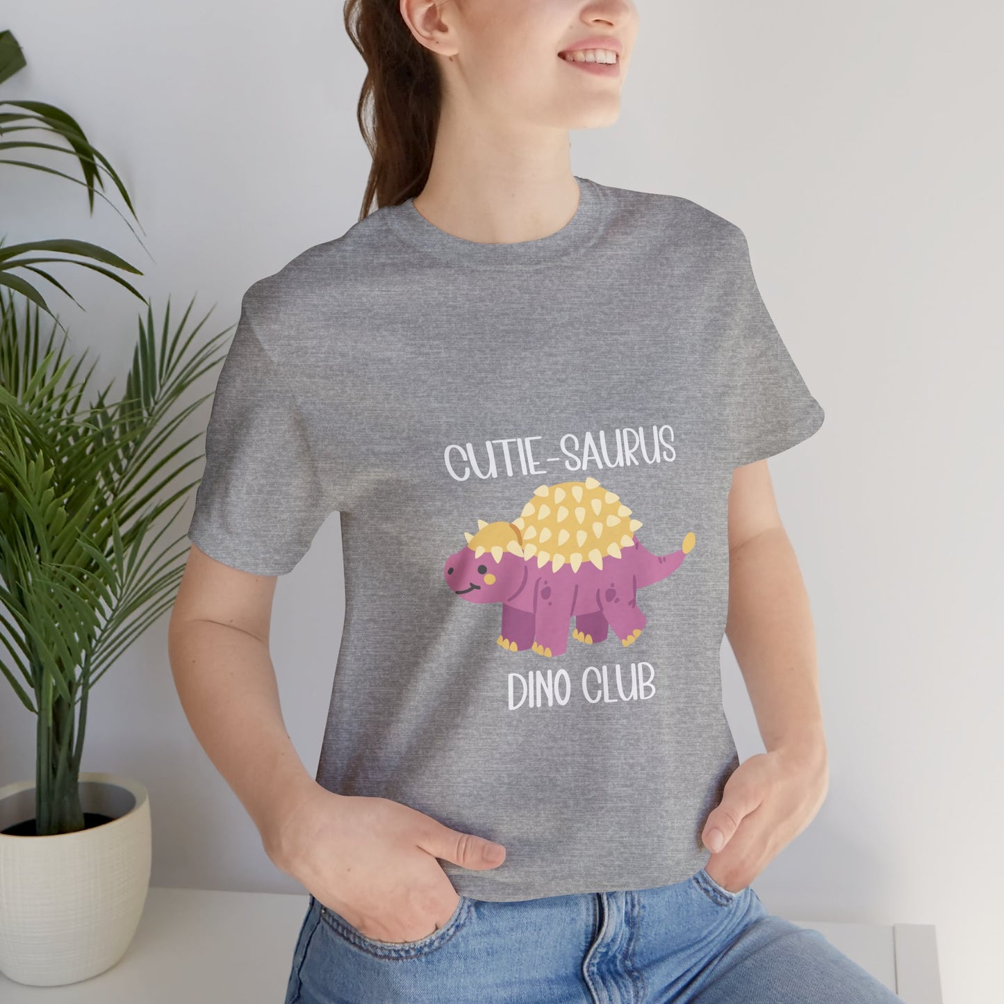 Ankylosaurus Cutie Saurus Dino Club Pink - White Graphic - Unisex Jersey Short Sleeve Tee Super Comfy Dino T-Shirt Gift