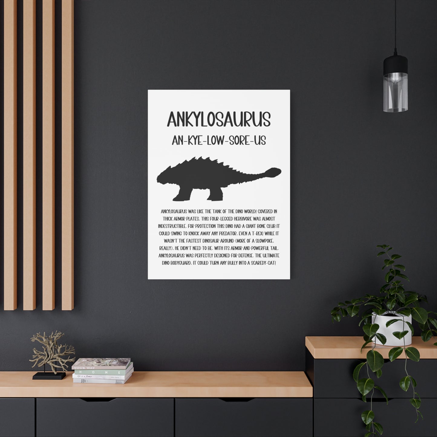 Ankylosaurus Vertical Matte Canvas White, Stretched, 1.25" Amazing Gift for the Dino Lover in your life