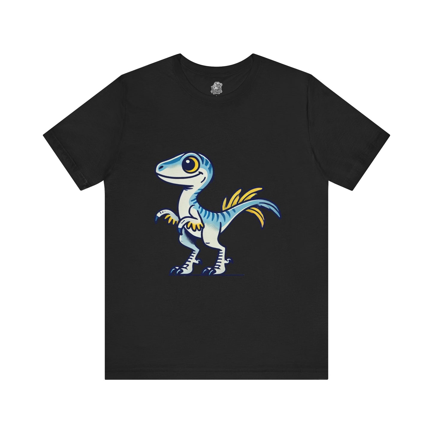 Playful Blue & Yellow Velociraptor Tee – Dino Fun for All Ages! 🦖💙💛 - Unisex Jersey Short Sleeve Tee Super Comfy Dino T-Shirt Gift