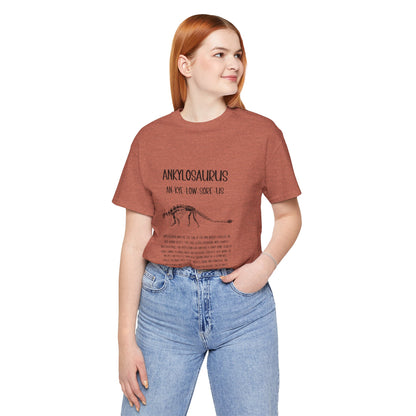 Fossil Ankylosaurus Detailed with Black Graphics - Unisex Jersey Short Sleeve Tee Super Comfy Dino T-Shirt Gift