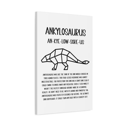 Polygon Outlined Ankylosaurus Vertical Matte Canvas White, Stretched, 1.25" Amazing Gift for the Dino Lover in your life