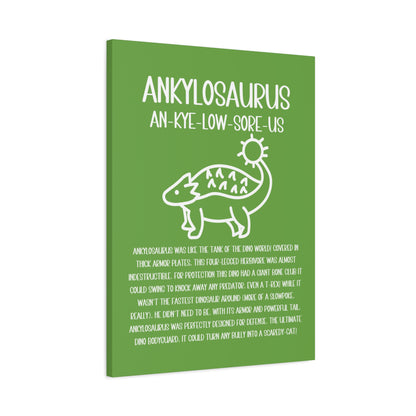 Cute Ankylosaurus Vertical Matte Canvas Green, Stretched, 1.25" Amazing Gift for the Dino Lover in your life