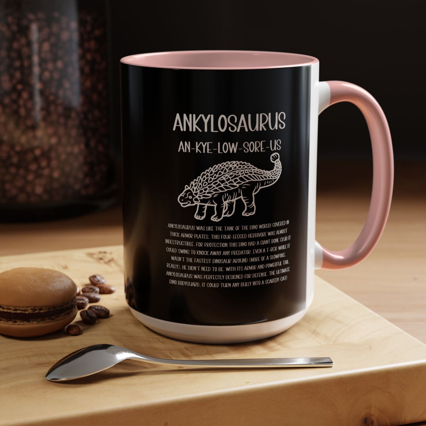 Outlined Ankylosaurus Mug with Detailed White Graphic Amazing Gift for the Dino Lovers in your life