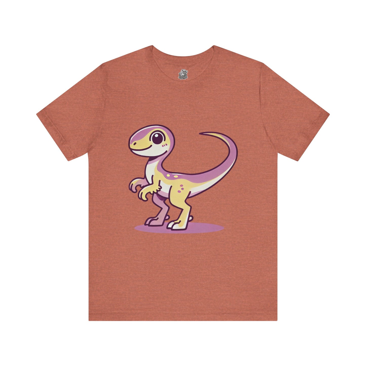 Lavender & Yellow Cartoon Velociraptor - Unisex Jersey Short Sleeve Tee Super Comfy Dino T-Shirt Gift