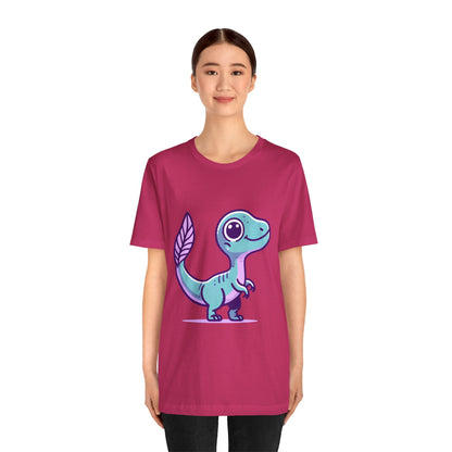 Adorable Pastel Velociraptor Tee – Cute Dino Vibes in Aqua & Lavender! 🦕💜💙 - Unisex Jersey Short Sleeve Tee Super Comfy Dino T-Shirt Gift