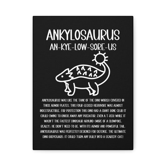 Cute Ankylosaurus Vertical Matte Canvas Black, Stretched, 1.25" Amazing Gift for the Dino Lover in your life