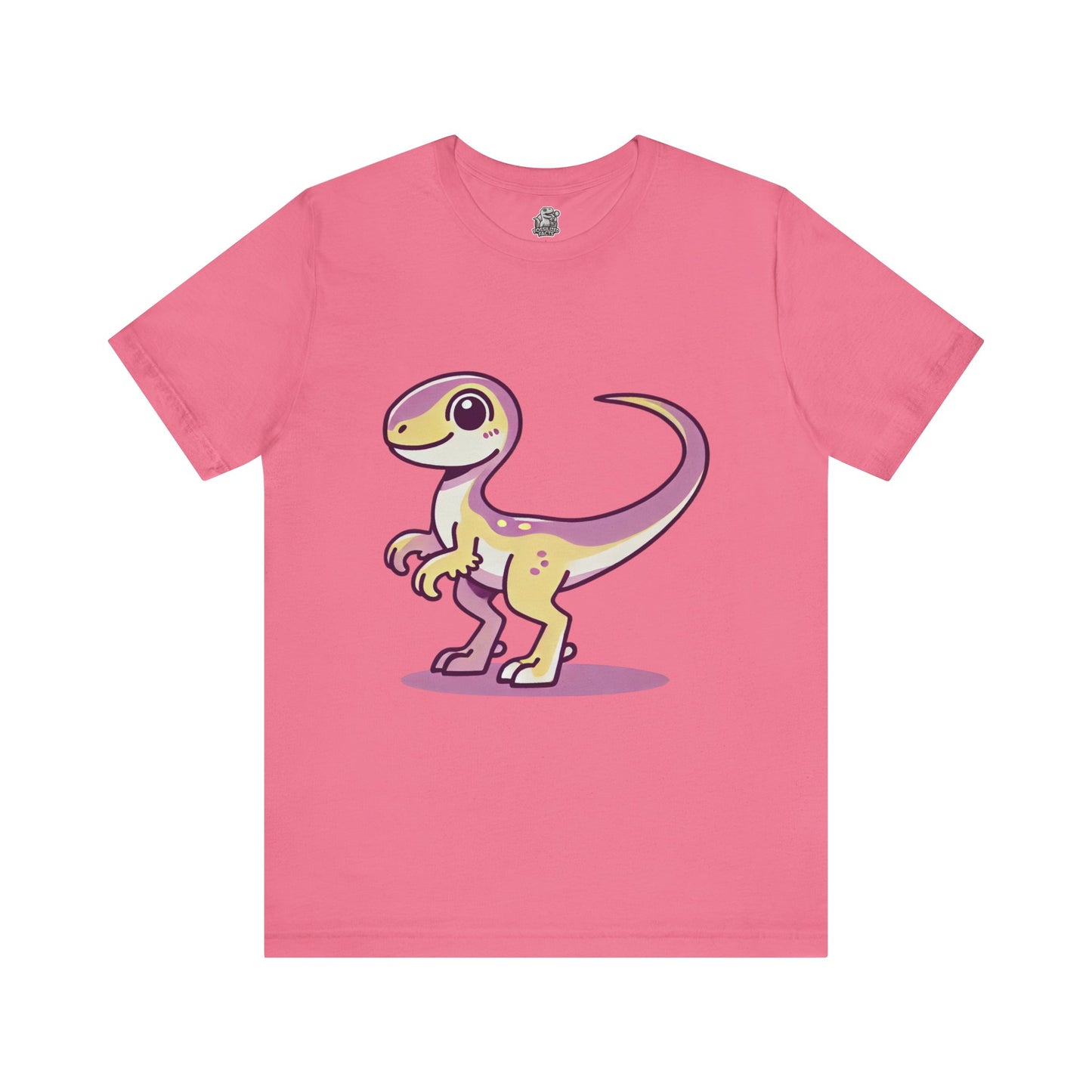 Lavender & Yellow Cartoon Velociraptor - Unisex Jersey Short Sleeve Tee Super Comfy Dino T-Shirt Gift