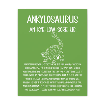 Defensive Ankylosaurus Vertical Matte Canvas Green, Stretched, 1.25" Amazing Gift for the Dino Lover in your life