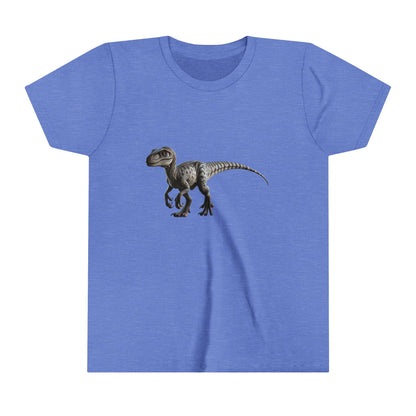 Youth Epic Velociraptor Tee – Unleash the Dino in You! 🦖🍃🧡 - Unisex Jersey Short Sleeve Tee Super Comfy Dino T-Shirt Gift