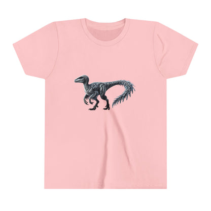 Youth Stunning Feathered Velociraptor Tee – Bold Jungle Colors & Fierce Dino Style! 🦖🍂🌌 - Unisex Jersey Short Sleeve Tee Super Comfy Dino T-Shirt Gift