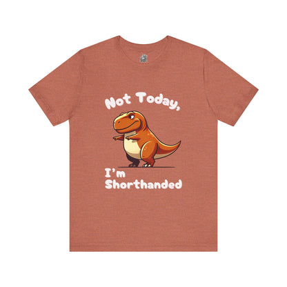 Chubby Not Today, I’m ShorthandedUnisex T-Shirt – Cute Floral Dino Design with Stegosaurus & Triceratops