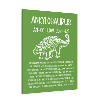 Outlined Ankylosaurus Vertical Matte Canvas Green, Stretched, 1.25" Amazing Gift for the Dino Lover in your life