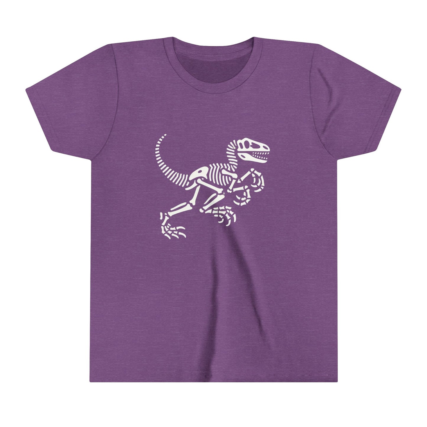 Youth Minimalist Velociraptor Skeleton Tee – Classic Fossil Fun for Dino Fans! 🦖💀🦴 - Unisex Jersey Short Sleeve Tee Super Comfy Dino T-Shirt Gift