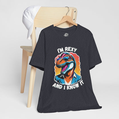 Swagger Rex – I’m Rexy and I Know It Unisex T-Shirt with Cool Sunglasses & Retro Style