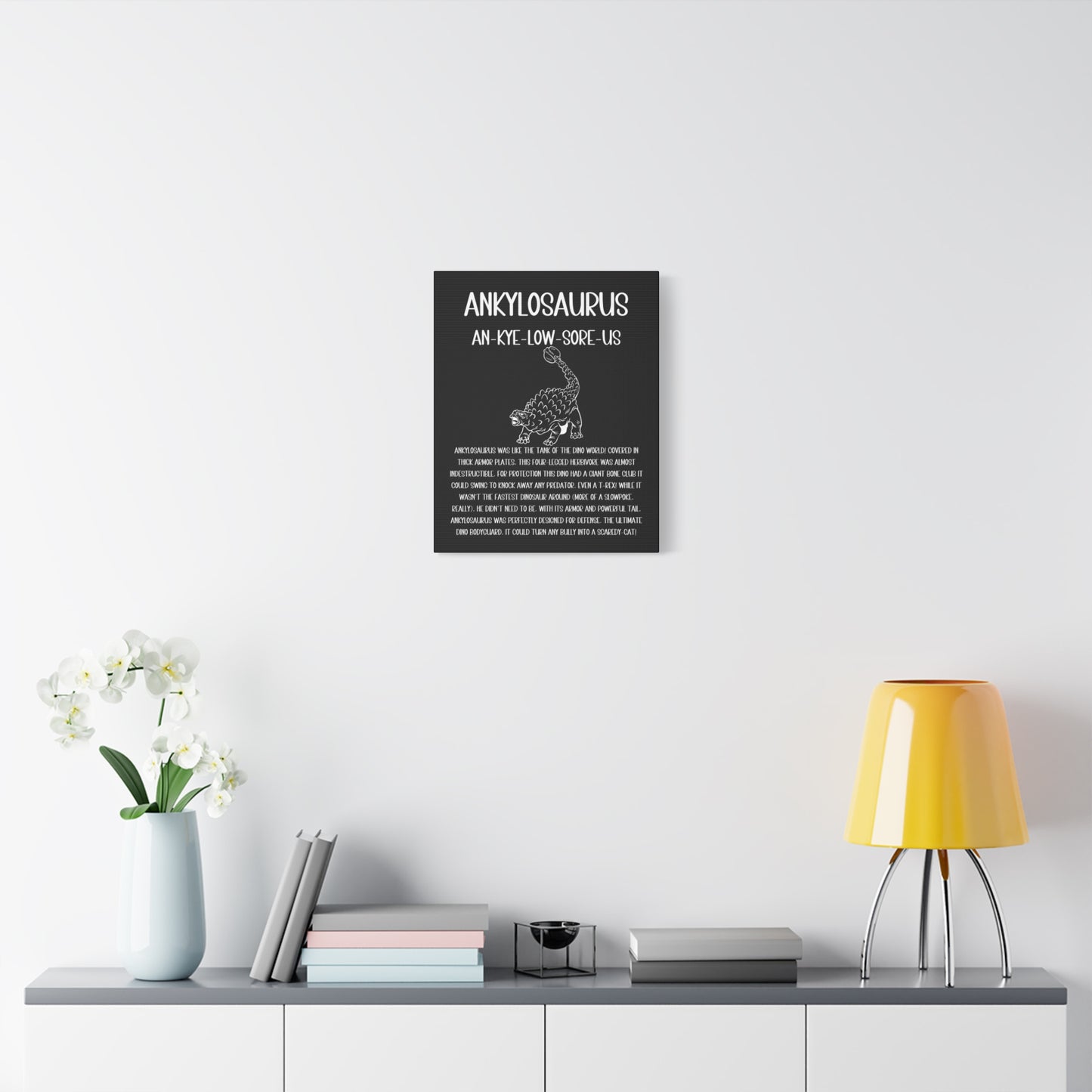 Defensive Ankylosaurus Vertical Matte Canvas Black, Stretched, 1.25" Amazing Gift for the Dino Lover in your life