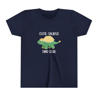 Youth Ankylosaurus Cutie Saurus Dino Club Green - White Graphic - Unisex Jersey Short Sleeve Tee Super Comfy Dino T-Shirt Gift