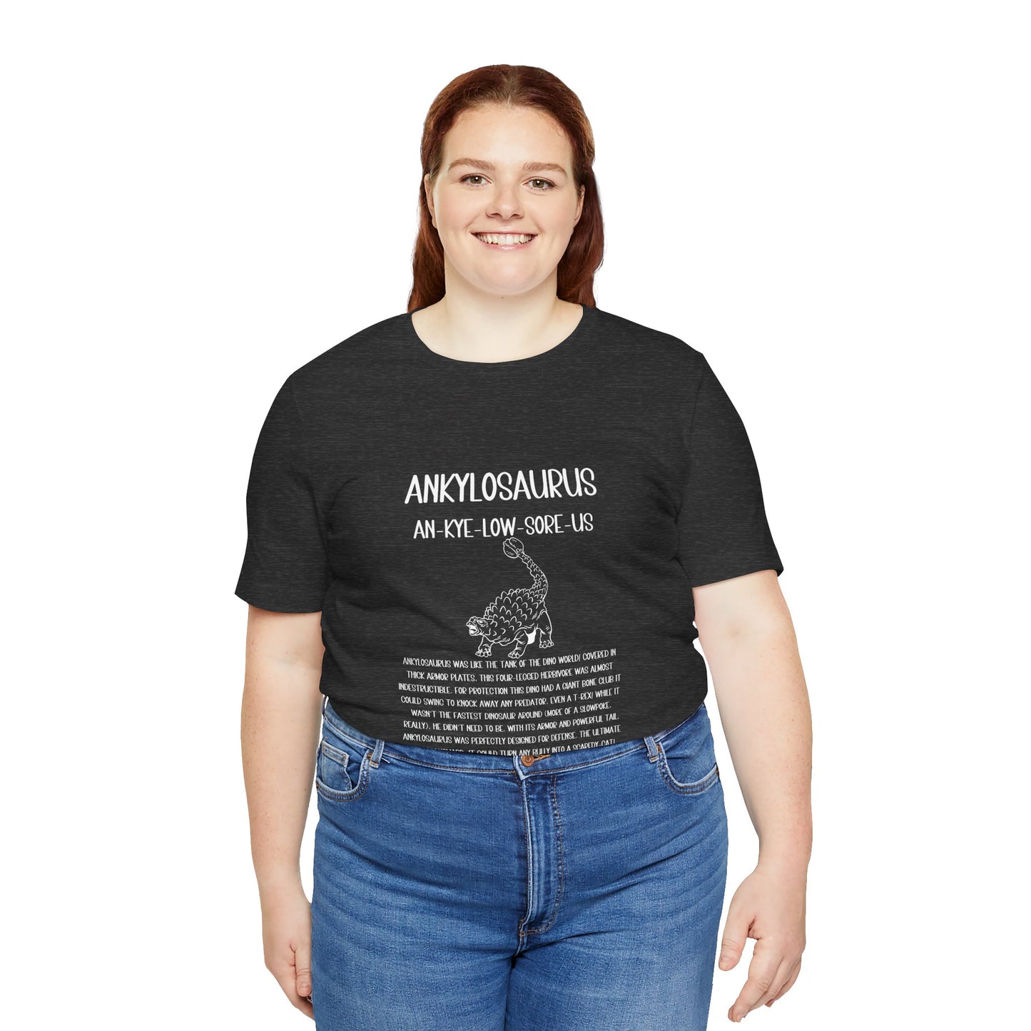 Defensive Ankylosaurus Detailed with White Graphics- Unisex Jersey Short Sleeve Tee Super Comfy Dino T-Shirt Gift