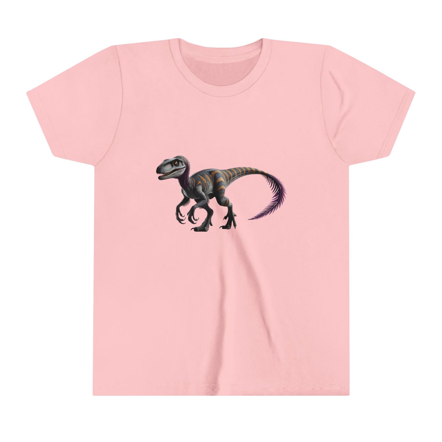 Youth Bold Blue Striped Velociraptor Tee – For Dino Lovers Ready to Roar into Adventure! 🦖🌊 - Unisex Jersey Short Sleeve Tee Super Comfy Dino T-Shirt Gift