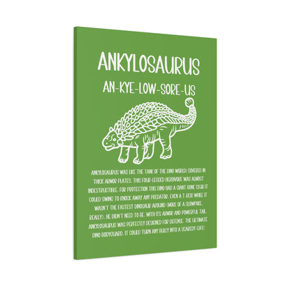 Outlined Ankylosaurus Vertical Matte Canvas Green, Stretched, 1.25" Amazing Gift for the Dino Lover in your life